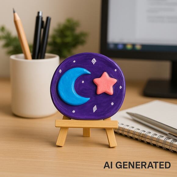 ✨ Wish Dish – Handmade Clay Moon & Star Art | One of a Kind | Great Add-on - Picture 1 of 7